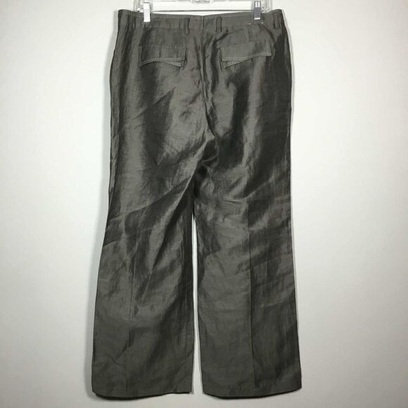 Bianca Taupe Linen Blend Minimalist Wide Leg Slouchy Clean Girl Pants Size 12 - Picture 4 of 7